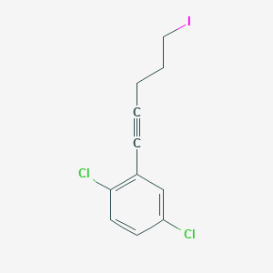 molecular formula C11H9Cl2I B8369489 1,4-Dichloro-2-(5-iodopent-1-ynyl)benzene 