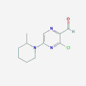 molecular formula C11H14ClN3O B8369494 3-Chloro-5-(2-methylpiperidin-1-yl)pyrazine-2-carbaldehyde 
