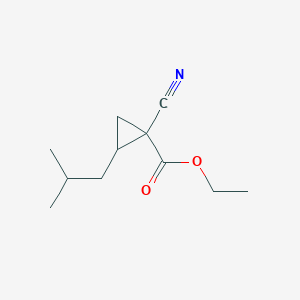 molecular formula C11H17NO2 B8369542 1-Cyano-2-isobutyl-cyclopropanecarboxylic acid ethyl ester CAS No. 724773-43-7