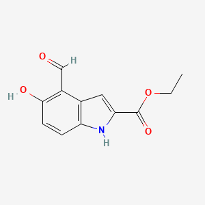 molecular formula C12H11NO4 B8369563 Ethyl 4-formyl-5-hydroxyindole-2-carboxylate 