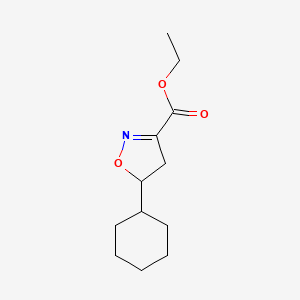 molecular formula C12H19NO3 B8369570 Ethyl 5-cyclohexyl-4,5-dihydroisoxazole-3-carboxylate 
