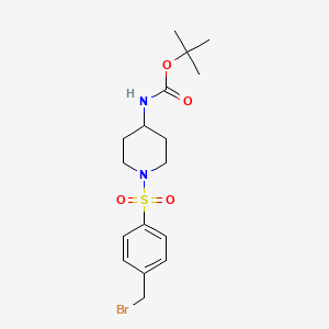 molecular formula C17H25BrN2O4S B8369609 Tert-butyl (1-((4-(bromomethyl)phenyl)sulfonyl)piperidin-4-yl)carbamate 