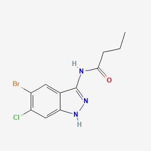 molecular formula C11H11BrClN3O B8369679 N-(5-bromo-6-chloro-1H-indazol-3-yl)butanamide 