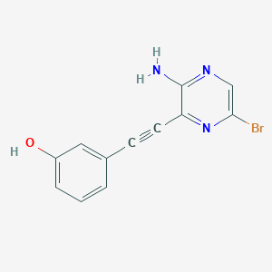molecular formula C12H8BrN3O B8369726 3-[2-(3-Amino-6-bromo-pyrazin-2-yl)ethynyl]phenol 