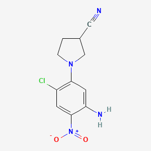 molecular formula C11H11ClN4O2 B8369728 1-(5-Amino-2-chloro-4-nitro-phenyl)-pyrrolidine-3-carbonitrile 