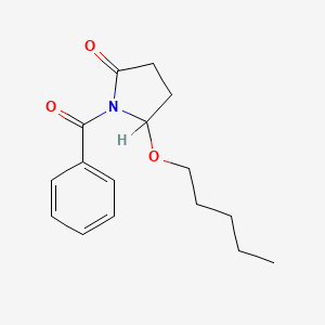 molecular formula C16H21NO3 B8369755 (+-)-1-Benzoyl-5-(pentyloxy)-2-pyrrolidinone CAS No. 136410-12-3