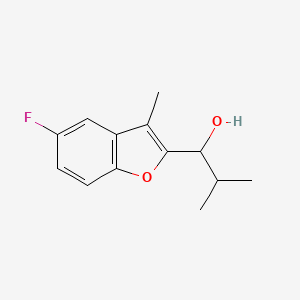 molecular formula C13H15FO2 B8370021 1-(5-Fluoro-3-methyl-1-benzofuran-2-yl)-2-methylpropan-1-ol 
