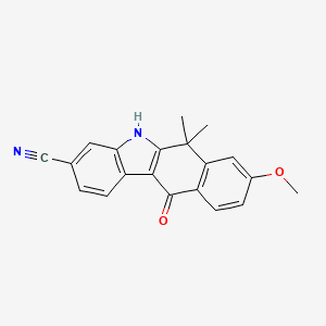 molecular formula C20H16N2O2 B8370218 8-Methoxy-6,6-dimethyl-11-oxo-6,11-dihydro-5H-benzo[b]carbazole-3-carbonitrile 