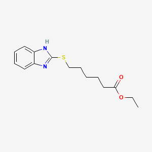 molecular formula C15H20N2O2S B8370260 Ethyl 6-(2-benzimidazolylthio)caproate 