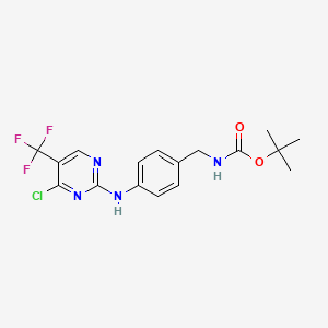 molecular formula C17H18ClF3N4O2 B8370450 tert-Butyl 4-((4-chloro-5-(trifluoromethyl)pyrimidin-2-yl)amino)benzylcarbamate CAS No. 1073160-22-1
