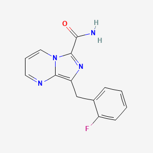 molecular formula C14H11FN4O B8370494 8-(2-Fluorobenzyl)imidazo[1,5-a]pyrimidine-6-carboxamide 