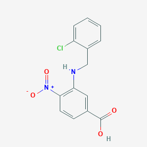 molecular formula C14H11ClN2O4 B8370500 3-[(2-Chlorophenyl)methyl]amino-4-nitrobenzoic acid 