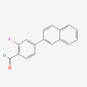 molecular formula C17H11FO B8370554 2-Fluoro-4-naphthalene-2-yl-benzaldehyde 