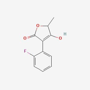 molecular formula C11H9FO3 B8370628 3-(2-fluorophenyl)-4-hydroxy-5-methyl-5H-furan-2-one 