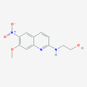 molecular formula C12H13N3O4 B8370645 2-(7-Methoxy-6-nitro-quinolin-2-ylamino)-ethanol 