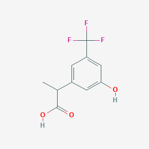molecular formula C10H9F3O3 B8370697 2-[3-Hydroxy-5-(trifluoromethyl)phenyl]propanoic acid 