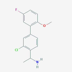 molecular formula C15H15ClFNO B8370830 1-(3-Chloro-5'-fluoro-2'-methoxy-biphenyl-4-yl)-ethylamine 