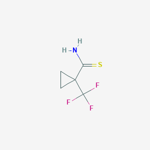 molecular formula C5H6F3NS B8370851 Cyclopropanecarbothioamide,1-(trifluoromethyl)- 