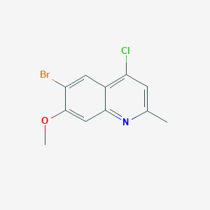 molecular formula C11H9BrClNO B8370900 6-Bromo-4-chloro-7-methoxy-2-methyl-quinoline 