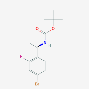 molecular formula C13H17BrFNO2 B8371010 Tert-butyl(1R)-1-(4-bromo-2-fluorophenyl)ethylcarbamate 
