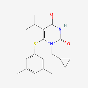 molecular formula C19H24N2O2S B8371048 1-(Cyclopropyl)methyl-5-isopropyl-6-(3,5-dimethylphenyl)thio-2,4-pyrimidinedione 