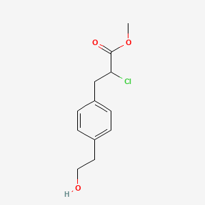 molecular formula C12H15ClO3 B8371062 Methyl 2-chloro-3-[4-(2-hydroxyethyl)phenyl]propanoate 