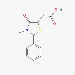 molecular formula C12H13NO3S B8371160 2-(3-Methyl-4-oxo-2-phenylthiazolidin-5-yl)acetic acid CAS No. 960221-99-2
