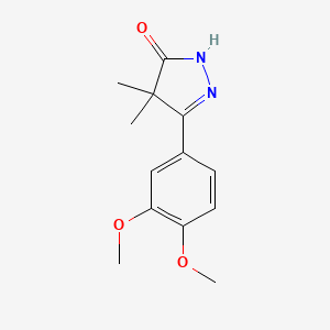 molecular formula C13H16N2O3 B8371176 5-(3,4-dimethoxyphenyl)-4,4-dimethyl-2,4-dihydro-3H-pyrazol-3-one 