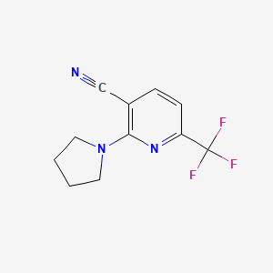 molecular formula C11H10F3N3 B8371182 2-Pyrrolidin-1-yl-6-trifluoromethyl-nicotinonitrile CAS No. 166451-04-3