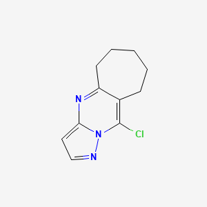 molecular formula C11H12ClN3 B8371213 10-chloro-6,7,8,9-tetrahydro-5H-1,4,10a-triaza-cyclohepta[f]indene 