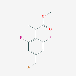 molecular formula C11H11BrF2O2 B8371250 Methyl 2-[4-(bromomethyl)-2,6-difluoro-phenyl]propionate 