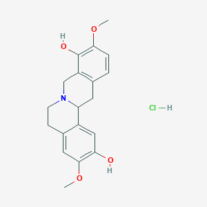 molecular formula C19H22ClNO4 B8371275 2,9-dihydroxy-3,10-dimethoxy-5,8,13,13a-tetrahydro-6H-dibenzo[a,g]quinolizine hydrochloride 