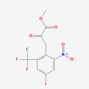 molecular formula C11H7F3INO5 B8371279 Methyl (4-iodo-6-nitro-2-trifluoromethylphenyl)pyruvate 
