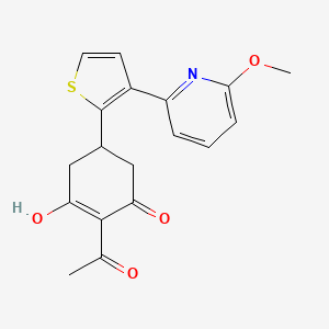 molecular formula C18H17NO4S B8371287 2-Acetyl-3-hydroxy-5-(3-(6-methoxypyridin-2-yl)thiophen-2-yl)cyclohex-2-enone 