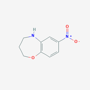 molecular formula C9H10N2O3 B8371316 2-Nitro-6,7,8,9-tetrahydro-5-oxa-9-aza-benzocycloheptene CAS No. 174567-47-6
