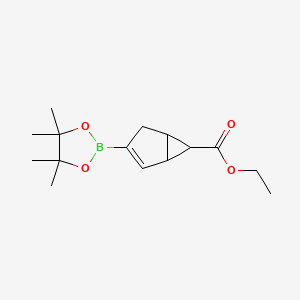 molecular formula C15H23BO4 B8371338 Ethyl 3-(4,4,5,5-tetramethyl-1,3,2-dioxaborolan-2-yl)bicyclo[3.1.0]hex-2-ene-6-carboxylate 