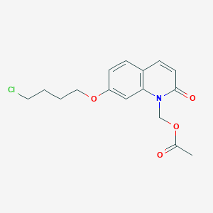 molecular formula C16H18ClNO4 B8371344 acetic acid 7-(4-chlorobutoxy)-2-oxo-2H-quinolin-1-ylmethyl ester 