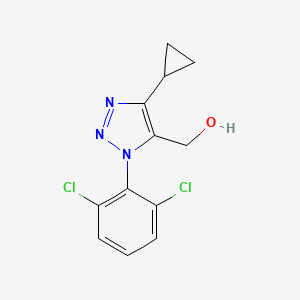 molecular formula C12H11Cl2N3O B8371386 (4-Cyclopropyl-1-(2,6-dichlorophenyl)-1H-1,2,3-triazol-5-yl)methanol 
