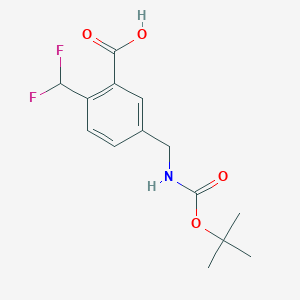molecular formula C14H17F2NO4 B8371412 5-[(tert-Butoxycarbonylamino)methyl]-2-(difluoromethyl)benzoic acid 