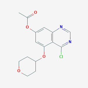 molecular formula C15H15ClN2O4 B8371437 7-Acetoxy-4-chloro-5-tetrahydropyran-4-yloxyquinazoline CAS No. 379229-95-5