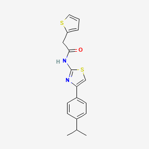 molecular formula C18H18N2OS2 B8371518 N-(4-(4-isopropylphenyl)thiazol-2-yl)-2-(thiophen-2-yl)acetamide 