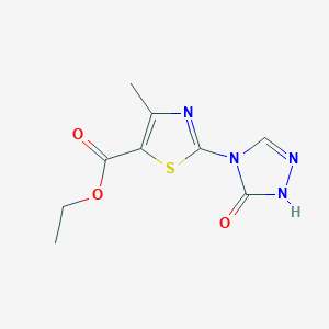 molecular formula C9H10N4O3S B8371607 ethyl 4-methyl-2-(5-oxo-1H-1,2,4-triazol-4(5H)-yl)thiazole-5-carboxylate 