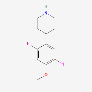molecular formula C12H15FINO B8371622 4-(2-Fluoro-5-iodo-4-methoxyphenyl)piperidine 