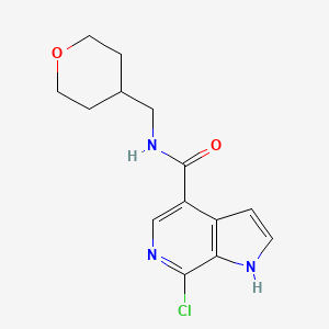 molecular formula C14H16ClN3O2 B8371695 1h-Pyrrolo[2,3-c]pyridine-4-carboxamide,7-chloro-n-[(tetrahydro-2h-pyran-4-yl)methyl]- 