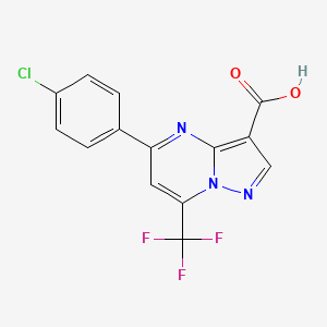 molecular formula C14H7ClF3N3O2 B8371783 5-(4-Chloro-phenyl)-7-trifluoromethyl-pyrazolo[1,5-a]pyrimidine-3-carboxylic acid 