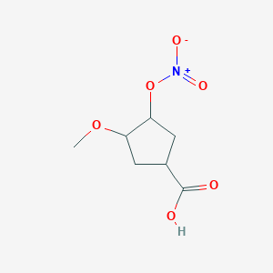 molecular formula C7H11NO6 B8371881 (1RS,3RS,4SR)-3-methoxy-4-(nitrooxy)cyclopentanecarboxylic acid 