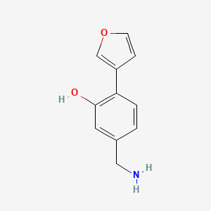molecular formula C11H11NO2 B8371956 5-Aminomethyl-2-furan-3-yl-phenol 