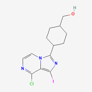 molecular formula C13H15ClIN3O B8372010 trans-[4-(8-Chloro-1-iodoimidazo[1,5-a]pyrazin-3-yl)cyclohexyl]methanol 