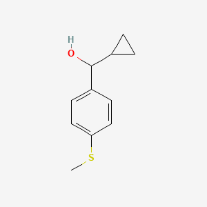 molecular formula C11H14OS B8372016 1-(Cyclopropyl, hydroxymethyl)-4-methylthiobenzene CAS No. 99522-33-5