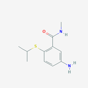 molecular formula C11H16N2OS B8372049 5-Amino-2-(isopropylthio)-N-methylbenzamide 